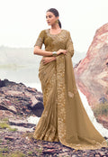 Monjolika Fashion Chiku Embroidered Banarasi Silk Blend Saree | Grocsy