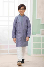 Raivat Ethnic Art Silk Embroidery Work Kids Kurta Pajama In Blue Colour | Grocsy