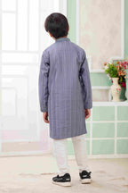 Raivat Ethnic Art Silk Embroidery Work Kids Kurta Pajama In Blue Colour | Grocsy