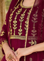 Heavy Stone Embroidered Wine Designer Anarkali Suit - Emponline | Grocsy