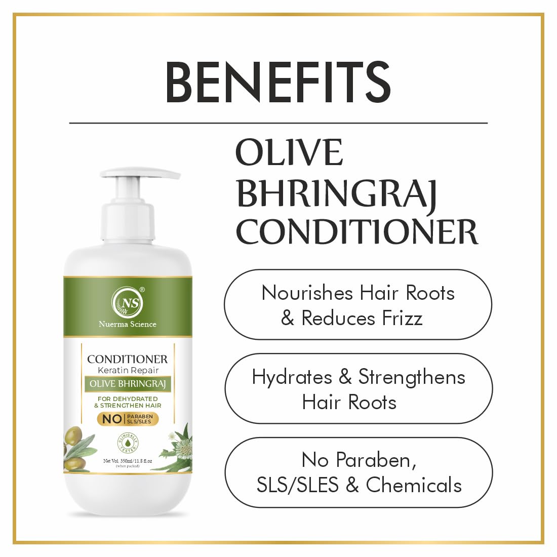 Nuerma Science Keratin Repair Olive Bhringraj Hair Conditioner for Dehydrated & Strengthen Hair | Grocsy