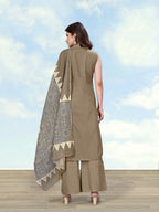 Monjolika Fashion Dark Beige Color Cotton Blend Mirror Work Kurta Pair | Grocsy