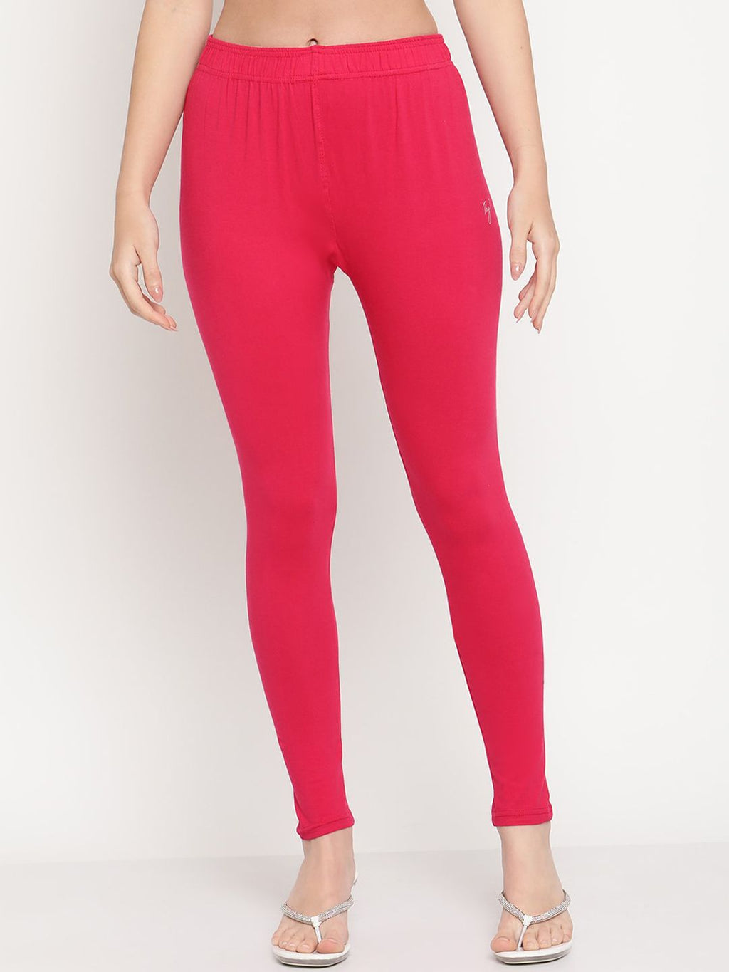 TAG 7 Women Pink Solid Ankle-Length Leggings | Grocsy