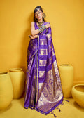 Monjolika Fashion Violet Color Satin Silk Handloom Weaving Saree | Grocsy
