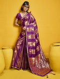 Monjolika Fashion Purple Color Satin Silk Handloom Weaving Saree | Grocsy