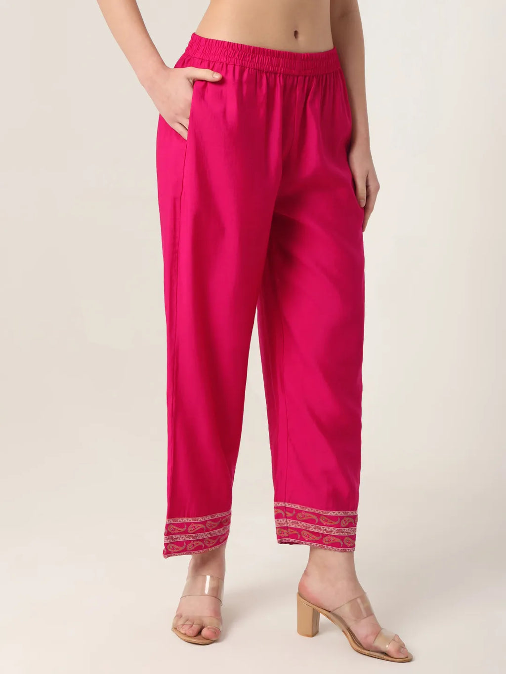 Yufta Pink Silk Tie Up Kurta Set With Pant & Dupatta | Grocsy