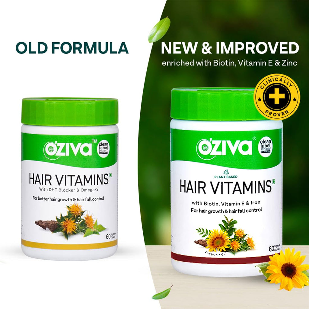 OZiva Hair Vitamins (With Biotin, Iron & Vitamin E) | Grocsy