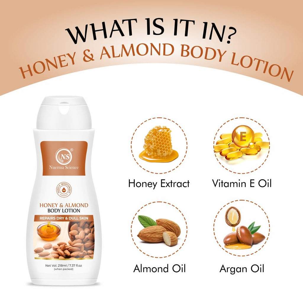 Nuerma Science Honey Almond Advanced Nourishing Body Lotion | Deep Hydrating Moisturizer | Grocsy
