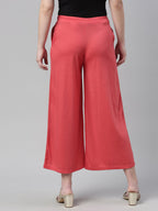 Souchii Peach-Coloured Knitted Palazzos | Grocsy