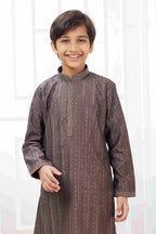 Raivat Ethnic Art Silk Embroidery Work Kids Kurta Pajama In Brown Colour | Grocsy