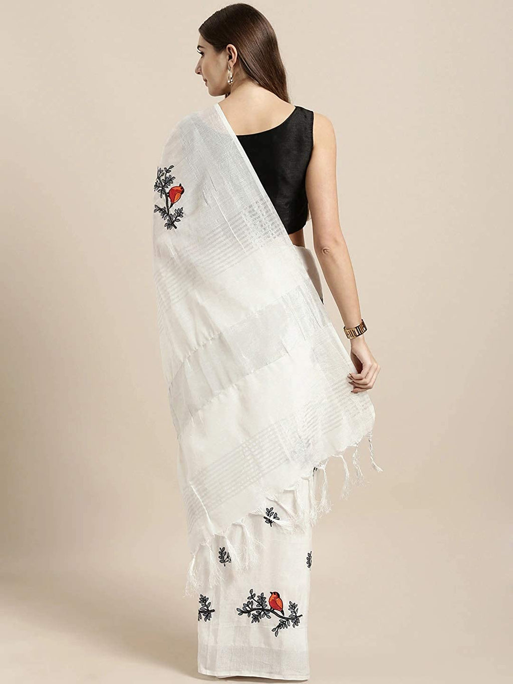 Anni Designer Women's Woven Linen Saree | Grocsy