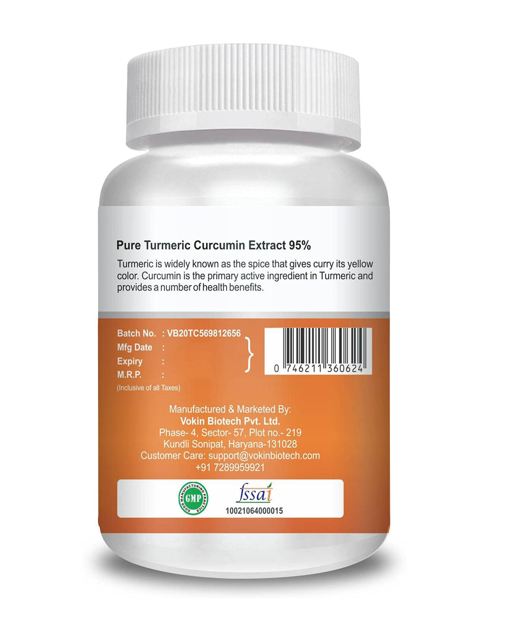 Vokin Biotech Natural Turmeric Curcumin Extract 95%(Curcuminiod) With Piperine Capsules 500Mg | Grocsy