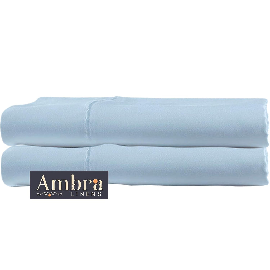 Ambra Linens Ultra Soft Pillow Protectors 400TC Set of 2 Breathable Pillow Covers-Sky Blue | Grocsy