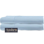 Ambra Linens Ultra Soft Pillow Protectors 400TC Set of 2 Breathable Pillow Covers-Sky Blue | Grocsy