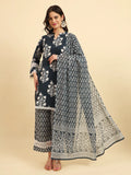 Yufta Pure Cotton Pakistani Style Kurta Set With Pant & Dupatta With Lace Detailing | Grocsy