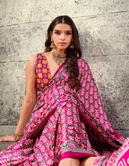 Monjolika Fashion Rani Pink Colour Satin Print Work Saree | Grocsy
