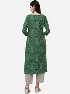 HERE&NOW Women Green Bandhani Printed Gotta Patti Pure Silk Kurta with Trousers | Grocsy