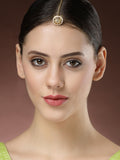 NVR Women's Gold-Polished CZ Stone-Studded Borla Maang Tikka | Grocsy
