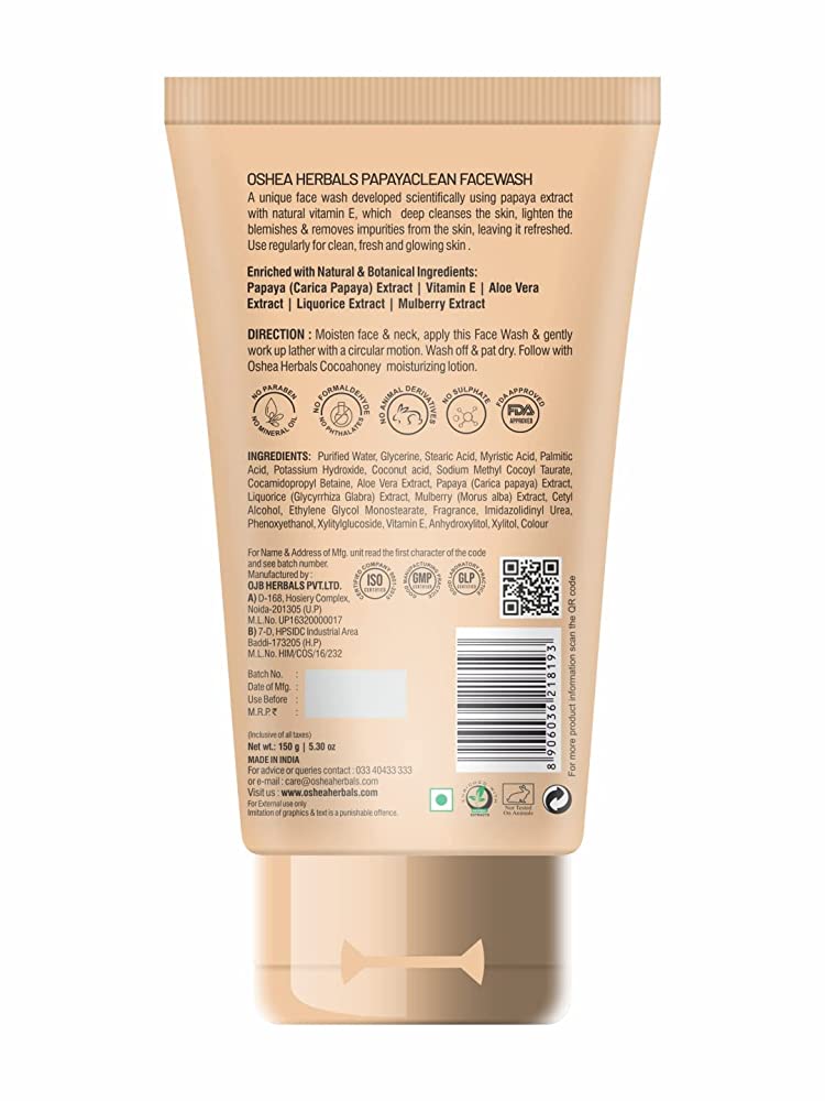 Oshea Herbals Papayaclean Anti Blemish Face Wash | Grocsy