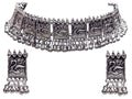 Silver-Plated Alloy Oxidised Silver Geometric Necklace - The Pari | Grocsy