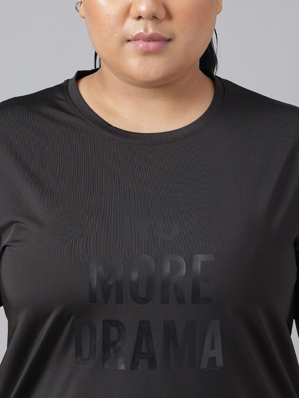 MKH Plus Size Typography Printed Dri-FIT Relaxed Fit Drop-Shoulder Sleeves Gym T-shirt | Grocsy