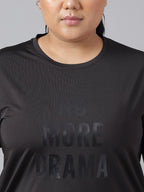 MKH Plus Size Typography Printed Dri-FIT Relaxed Fit Drop-Shoulder Sleeves Gym T-shirt | Grocsy