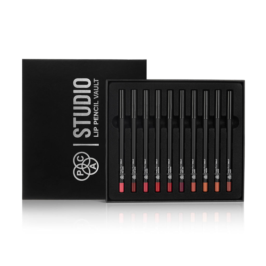 PAC Studio Lip Pencil Vault Set of 10 - Creamy Non Drying, Longwear Intense Pigment, Matte Finish | Grocsy