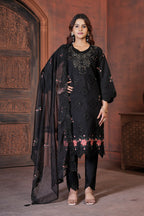 Pramukh Fab Black Color Viscose Roman Kurta Set | Grocsy