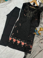 Pramukh Fab Black Color Viscose Roman Kurta Set | Grocsy