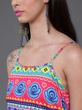 Aks Tribal Printed Shoulder Straps Kurta with Trousers | Grocsy