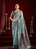 Monjolika Fashion Light Blue Soft Banarasi Silk Blend Zari Woven Saree With Blouse Piece | Grocsy