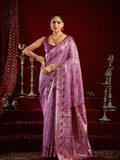 Monjolika Fashion Lilac Soft Banarasi Silk Blend Zari Woven Saree With Blouse Piece | Grocsy