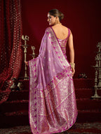 Monjolika Fashion Lilac Soft Banarasi Silk Blend Zari Woven Saree With Blouse Piece | Grocsy