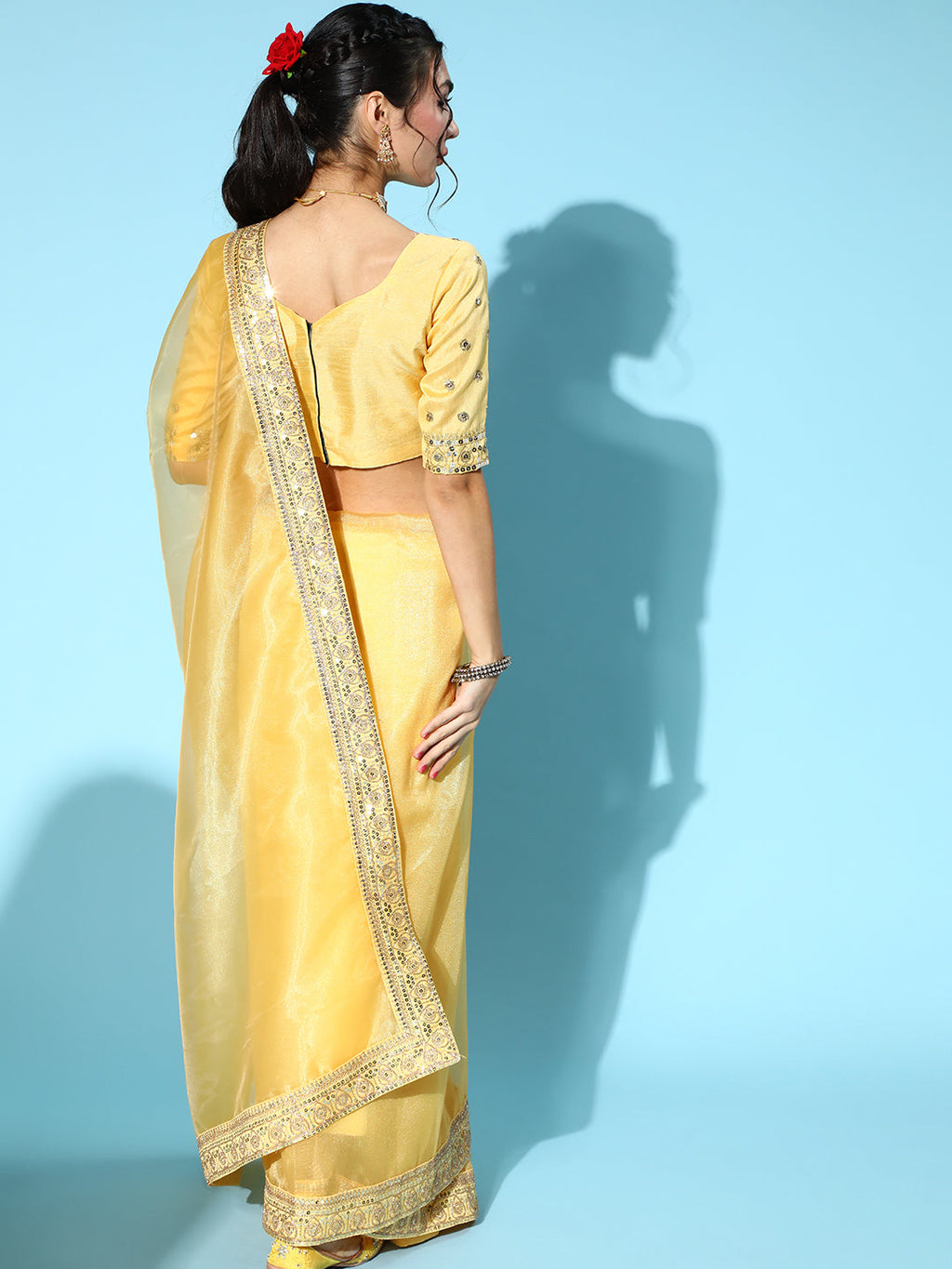 Saree Mall Solid Saree with Woven Design Border | Grocsy