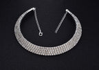 Silver-Toned Alloy Rhinestones Studded Choker Necklace - The Pari | Grocsy