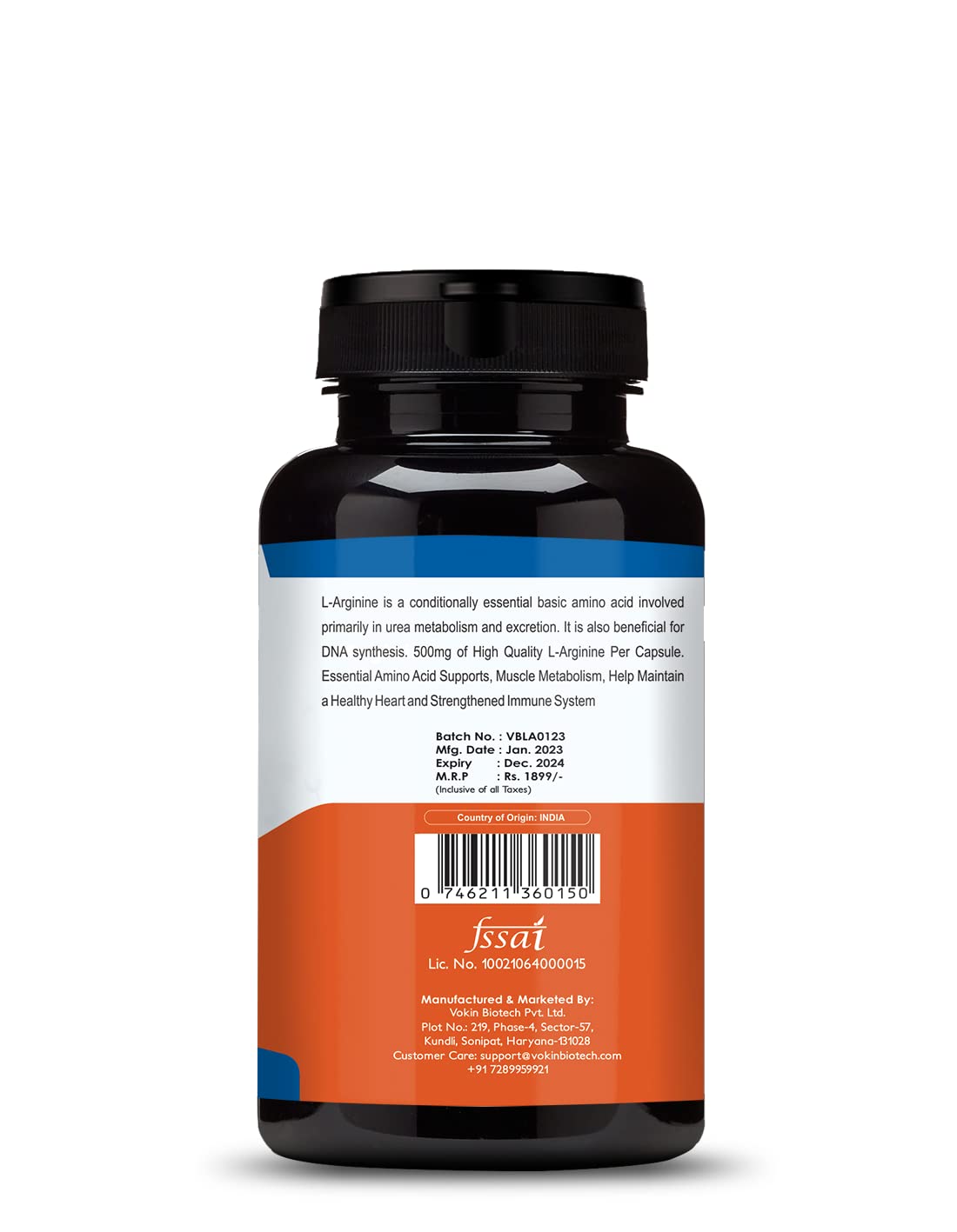 Vokin Biotech L Arginine 500mg With Essential Amino Acid and Nitric Oxide | Grocsy