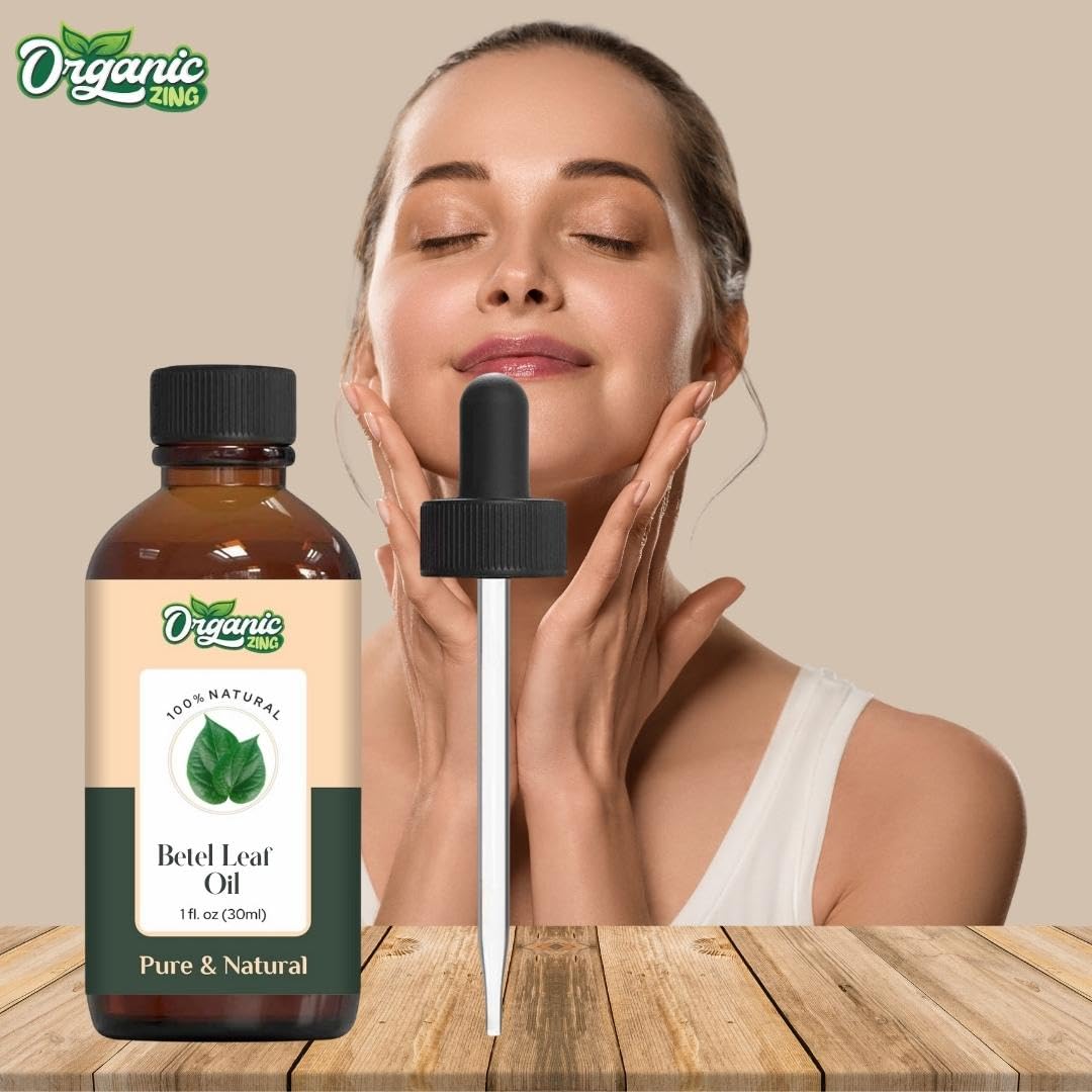 Organic Zing Betel Leaf (Piper betle) Oil | Pure & Natural Essential Oil for Skincare, Hair Care, Aroma & Diffusers | Grocsy