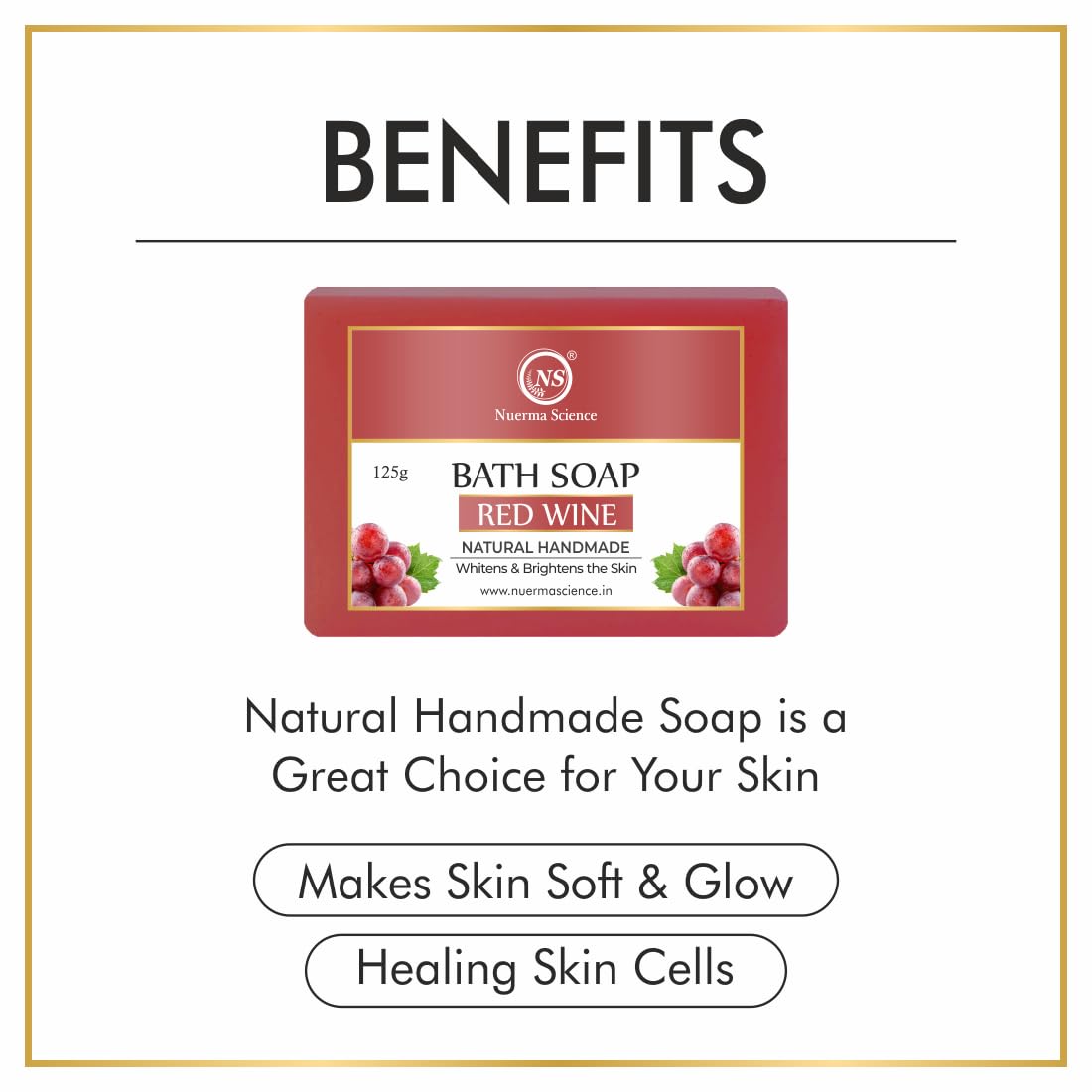 Nuerma Science Red Wine Bath Soap | Whitens & Brightens the Skin | Grocsy