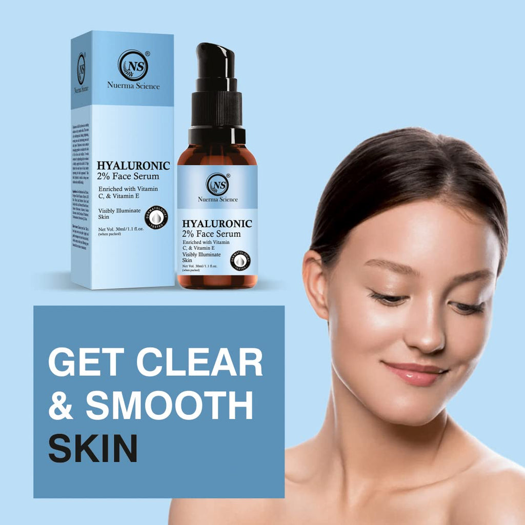 Nuerma Science 2% Hyaluronic Acid Face Serum | Hydrates, Firms & Brightens | Grocsy