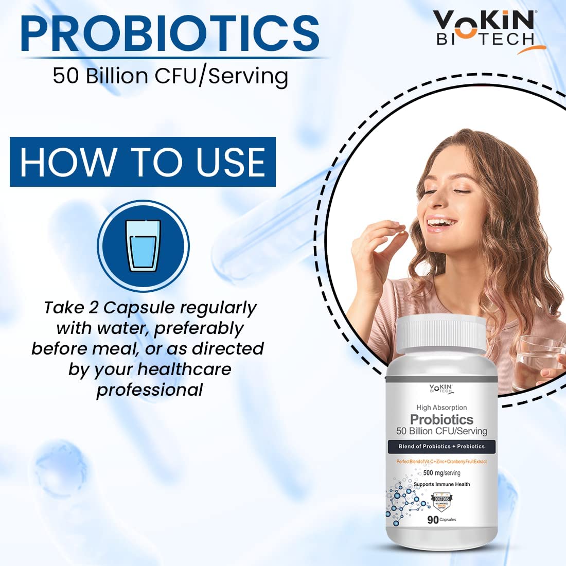 Vokin Biotech Probiotics 50 Billion CFU Multi Capsules | Grocsy
