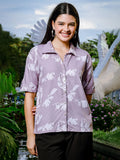Yufta Purple Liva Collar Shirt Style Top | Grocsy