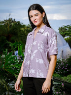Yufta Purple Liva Collar Shirt Style Top | Grocsy