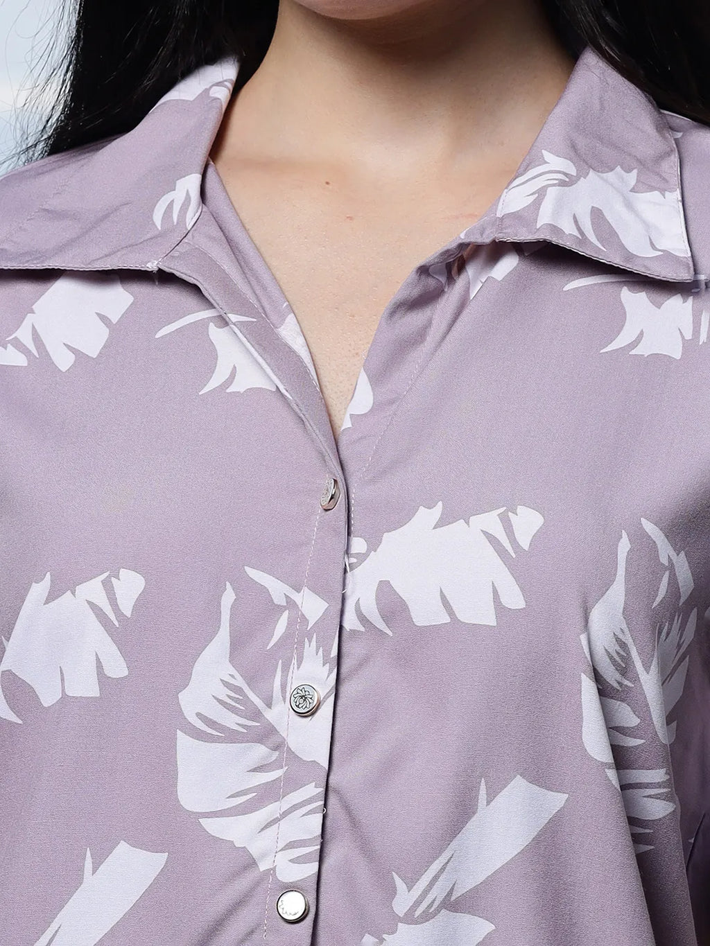Yufta Purple Liva Collar Shirt Style Top | Grocsy
