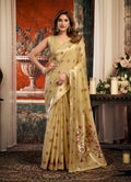 Monjolika Fashion Beige Kota Silk Blend Paithani Saree with Meenakari Floral Bootis | Grocsy