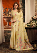Monjolika Fashion Beige Cotton Blend Saree with Meenakari Work And unstiched Blouse | Grocsy