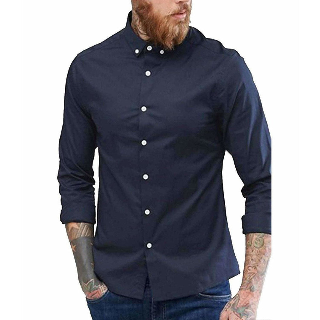 Men's Contrast Button Slim Fit Formal Shirt | Grocsy