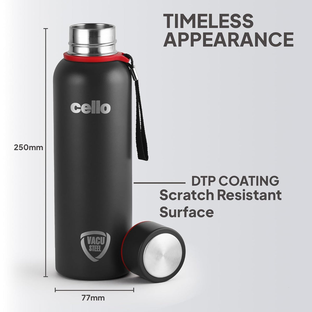 CELLO Duro Kent Insulated Stainless Steel Flask Water Bottle for Daily Use 750 ml, Black | Grocsy