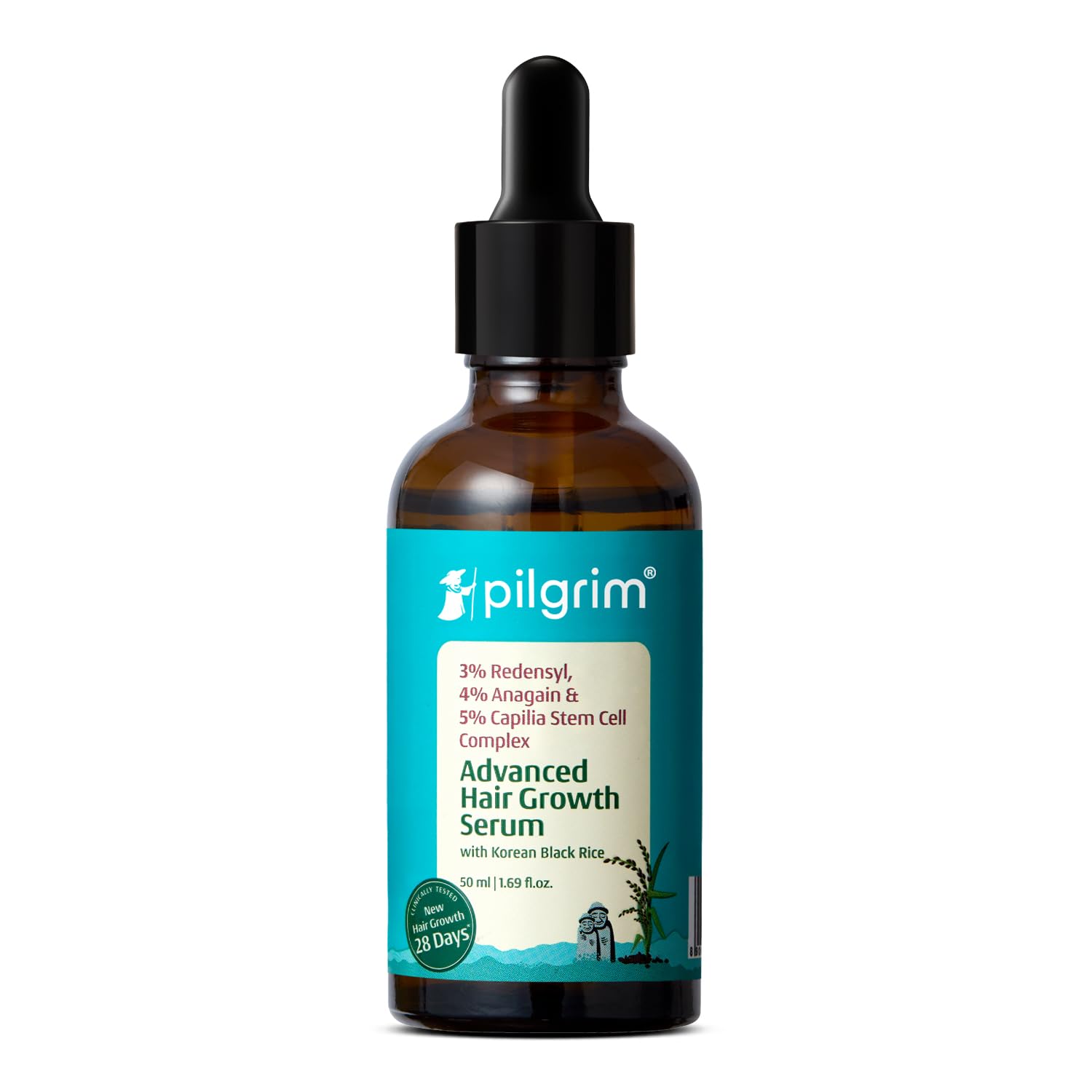 Pilgrim Redensyl 3% + Anagain 4% + 5% Capilia Stem Advanced Hair Growth Serum with Korean Black Rice | Grocsy