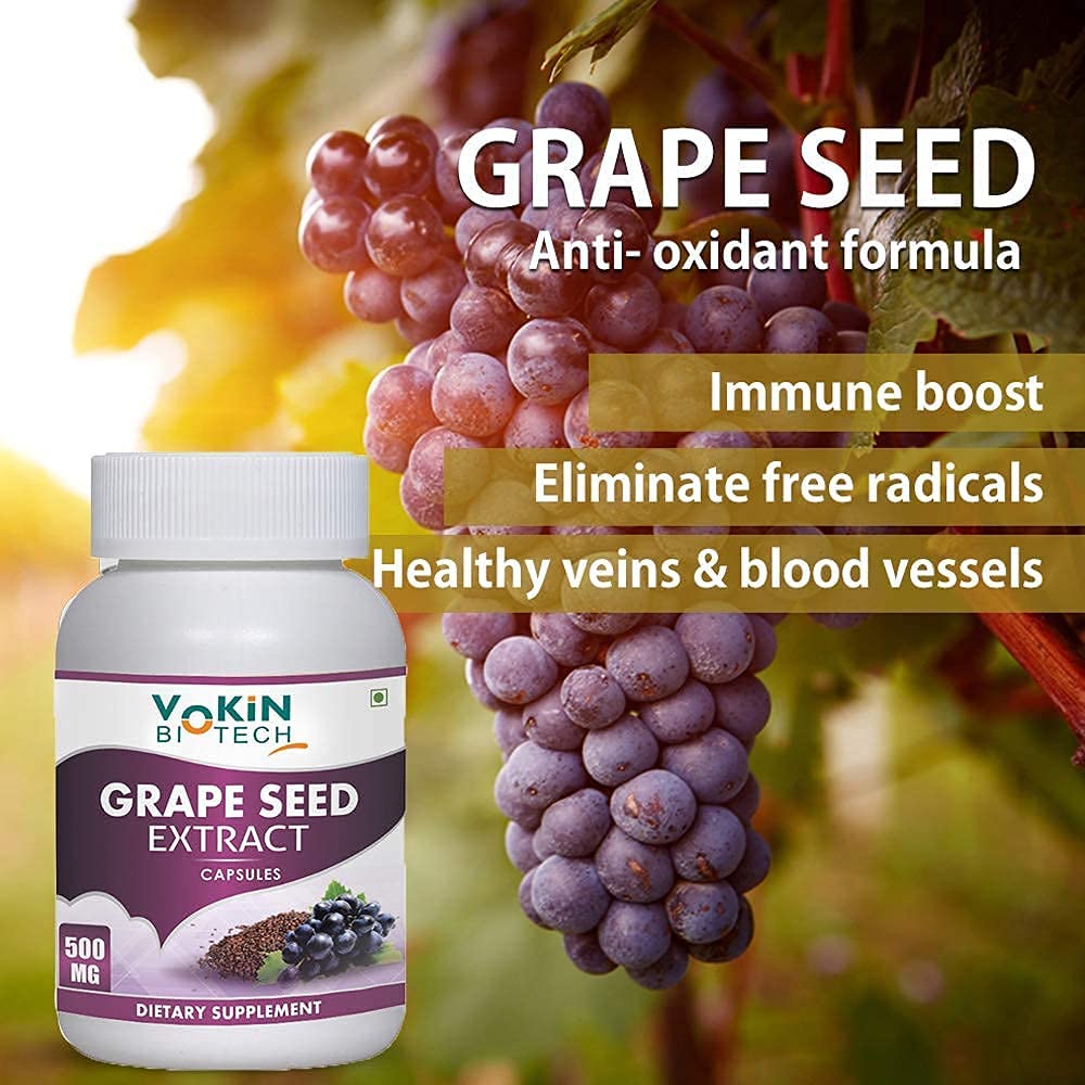 Vokin Biotech Grapes Seed Extract Support Immune System and Antioxidant Supplement 95% Polyphenols | Grocsy