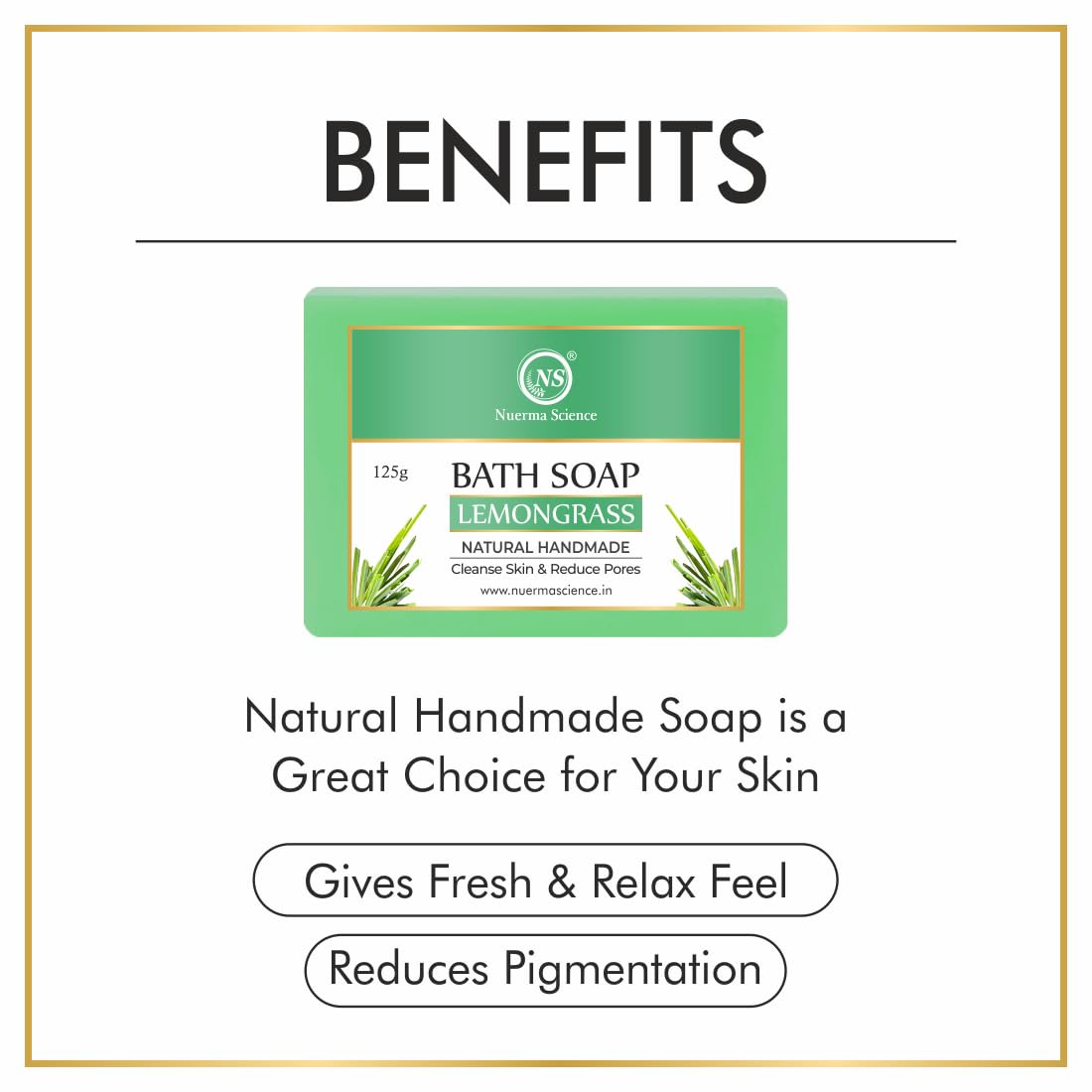 Nuerma Science Lemongrass Bath Soap | Cleanse Skin & Reduce Pores | Grocsy